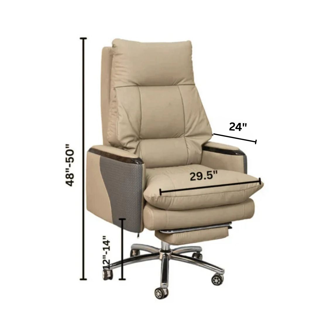 Executive Luxury Boss Chair with Footrest (FT-H0628) Light Cream