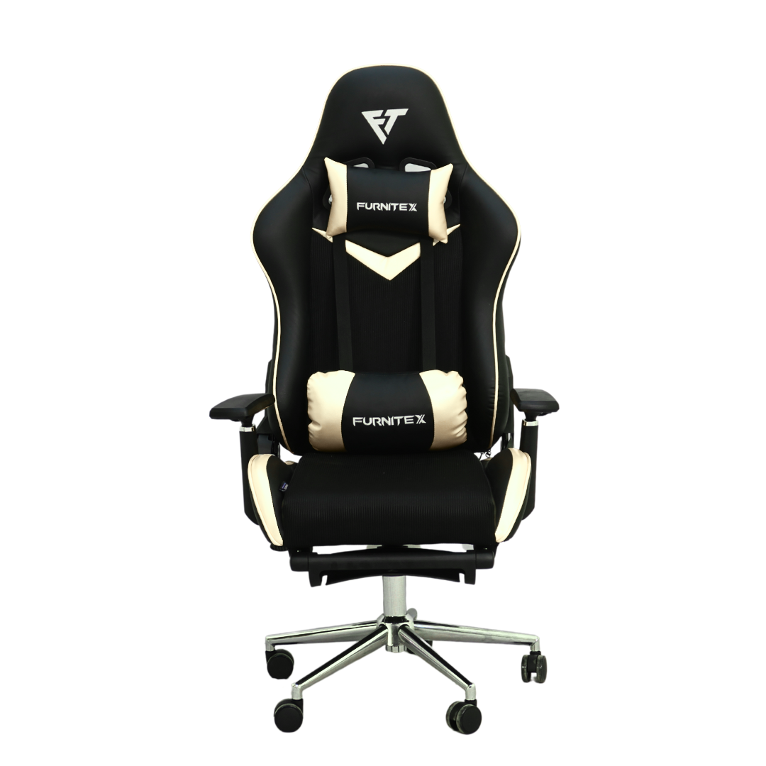FURNITEX - Gaming Chair with 4D Armrest and Foot Rest (FT-G2 PRO )Glossy Off White - best office chair in bangladesh, executive chair for office, childs table and chair set, Gaming Chair, Digital Safety Locker, Bar Stool, leather boss chair, Restaurant Chair, Large Antique Wall Mirror -Furnitex Limited
