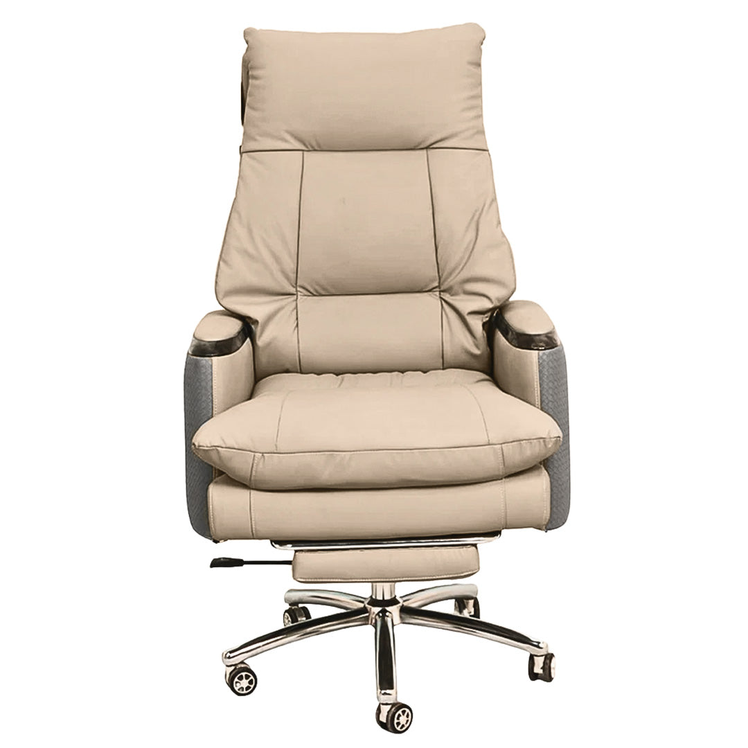 Executive Luxury Boss Chair with Footrest (FT-H0628) Light Cream