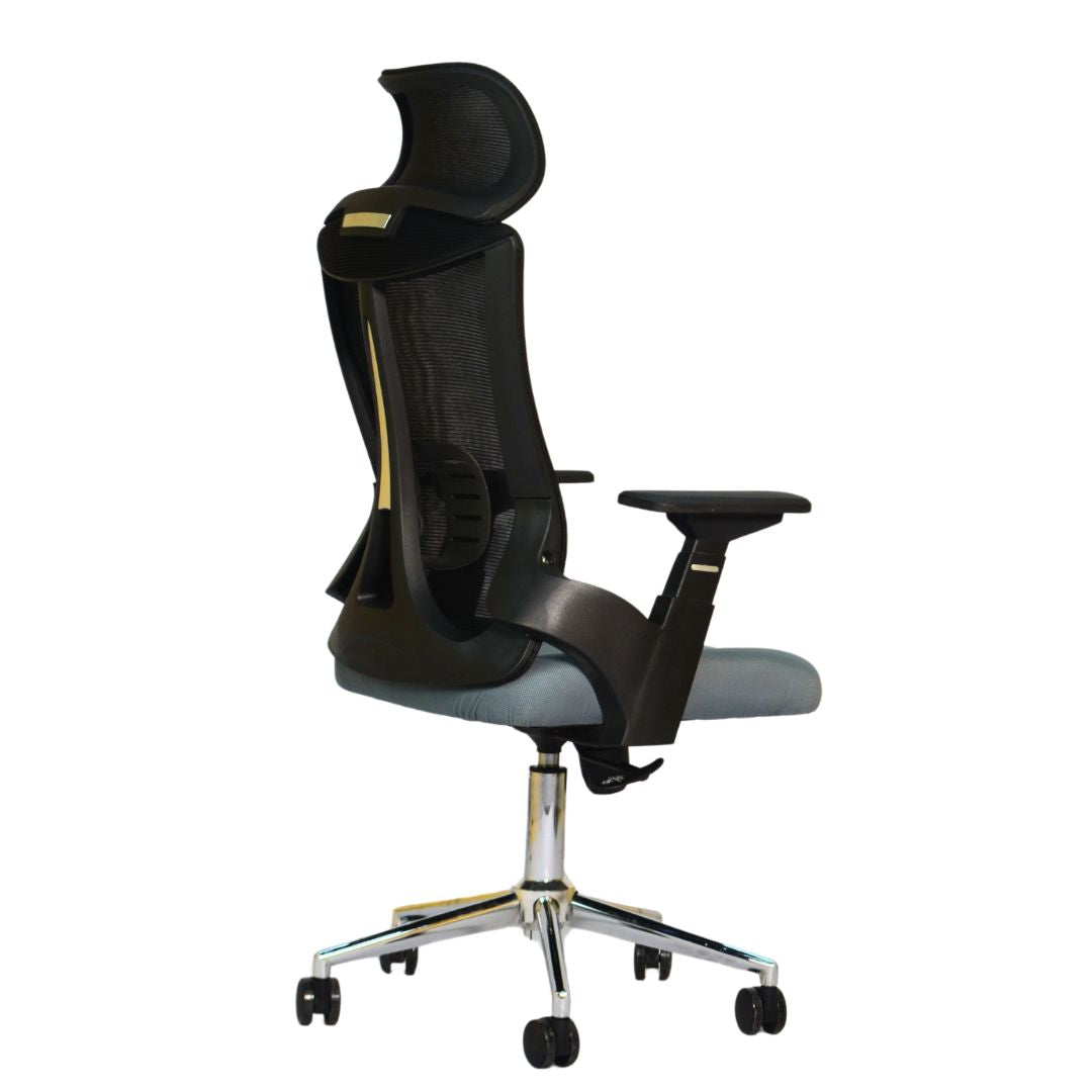 Executive Office Chair (FT-HJ053A) Black and (Gray Fabric)