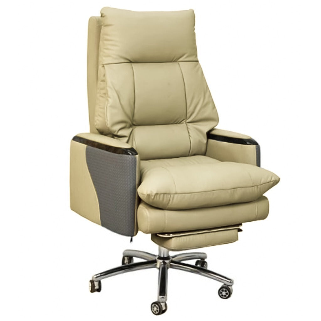 Executive Luxury Boss Chair with Footrest (FT-H0628) Light Cream
