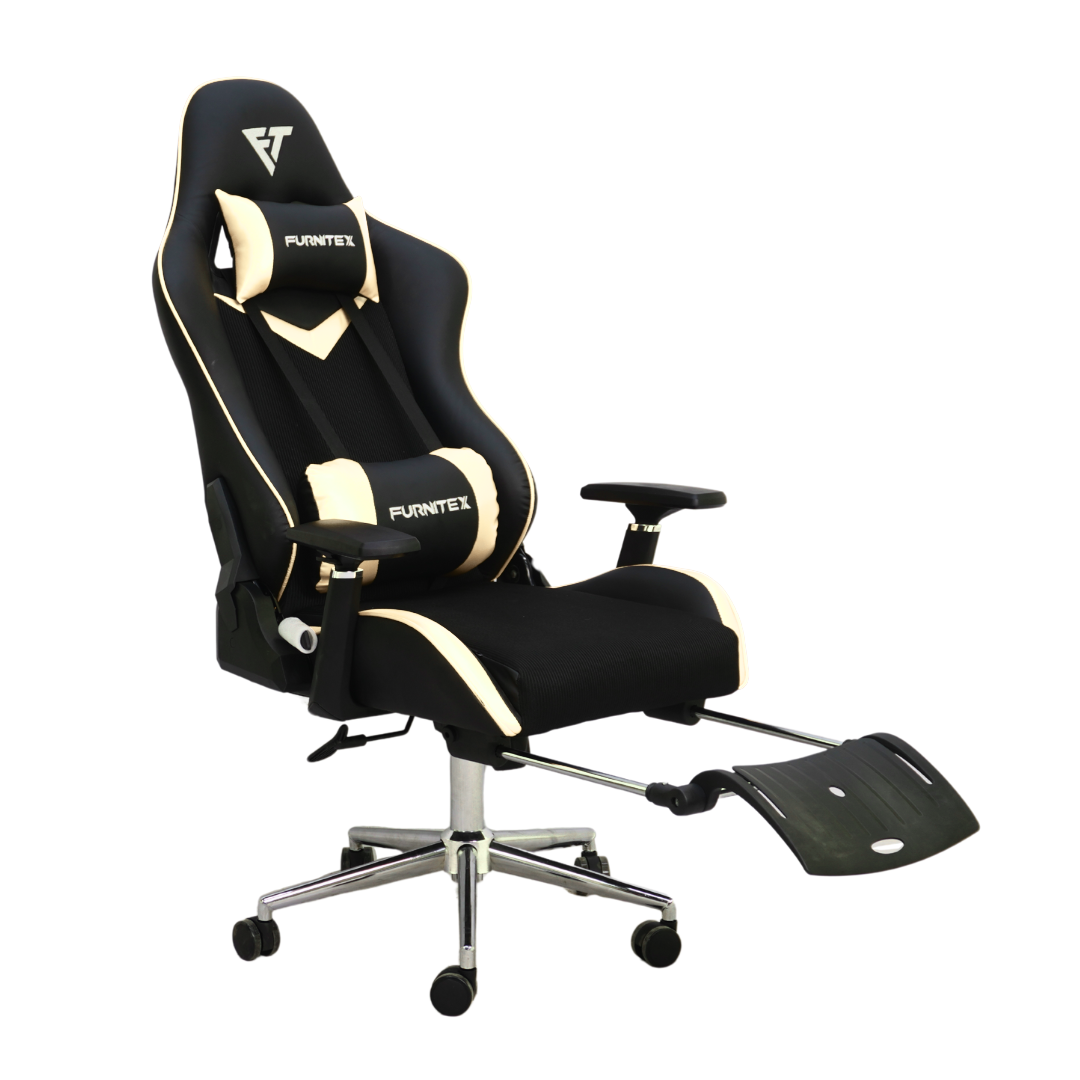 FURNITEX - Gaming Chair with 4D Armrest and Foot Rest (FT-G2 PRO )Glossy Off White - best office chair in bangladesh, executive chair for office, childs table and chair set, Gaming Chair, Digital Safety Locker, Bar Stool, leather boss chair, Restaurant Chair, Large Antique Wall Mirror -Furnitex Limited
