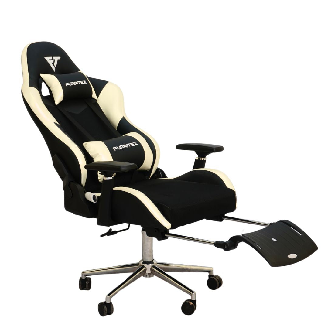 Gaming Chair with 4D Armrest and Foot Rest (FT-G1 Pro)Glossy Off White - best office chair in bangladesh, executive chair for office, childs table and chair set, Gaming Chair, Digital Safety Locker, Bar Stool, leather boss chair, Restaurant Chair, Large Antique Wall Mirror -Furnitex Limited