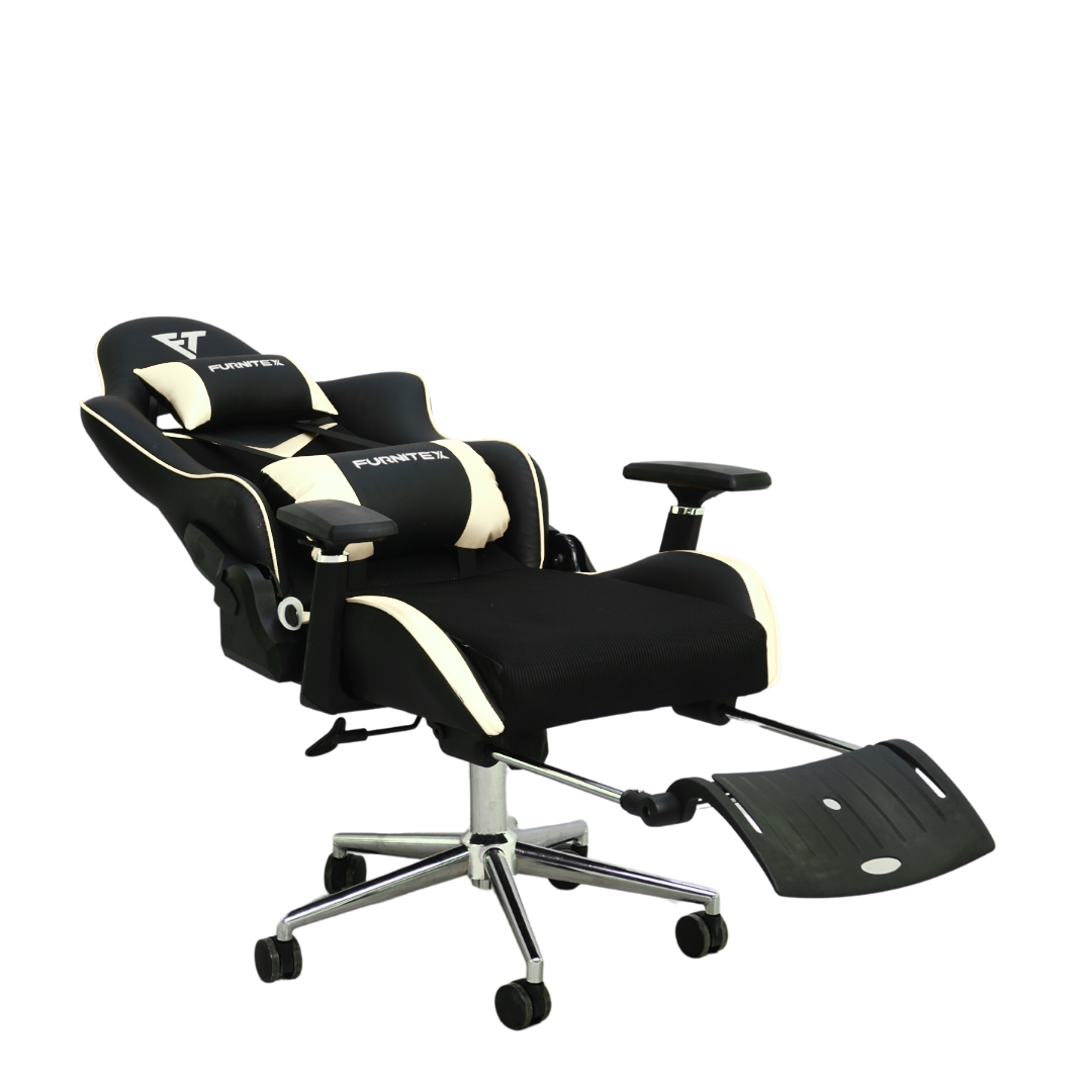 FURNITEX - Gaming Chair with 4D Armrest and Foot Rest (FT-G2 PRO )Glossy Off White - best office chair in bangladesh, executive chair for office, childs table and chair set, Gaming Chair, Digital Safety Locker, Bar Stool, leather boss chair, Restaurant Chair, Large Antique Wall Mirror -Furnitex Limited