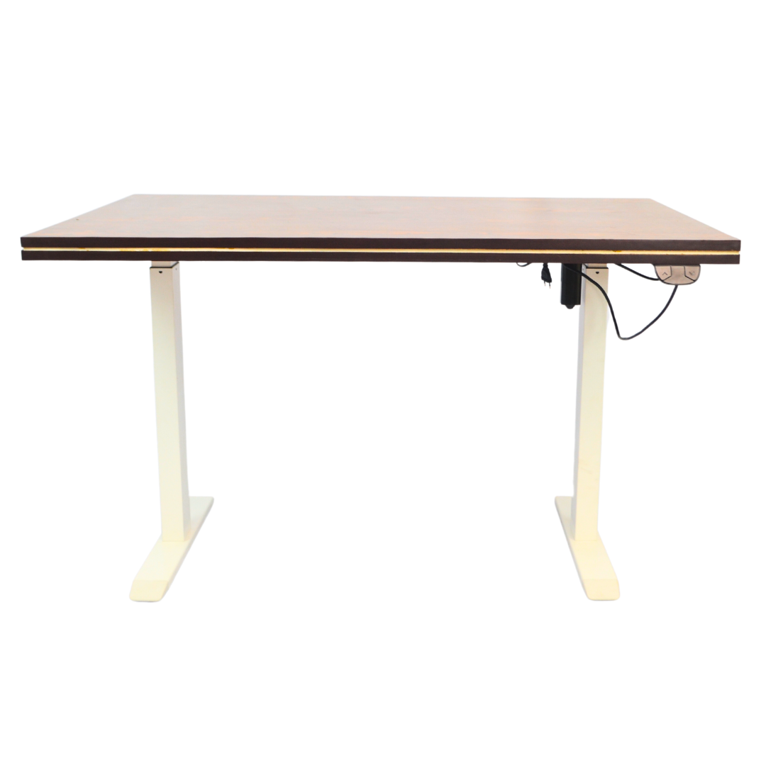 Electric Height-Adjustable Elevating Desk (FT-Y100) White Brown Top - best office chair in bangladesh,  executive chair for office, childs table and chair set, Gaming Chair, Digital Safety Locker, Bar Stool, leather boss chair, Restaurant Chair, Large Antique Wall Mirror -Furnitex Limited