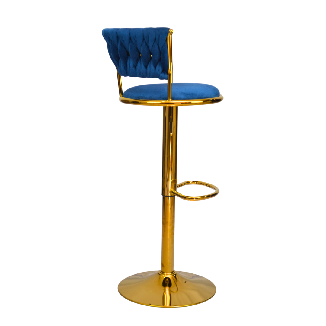 Gold Premium Velvet Bar stool (FT-BJ151) Blue Furnitex Limited