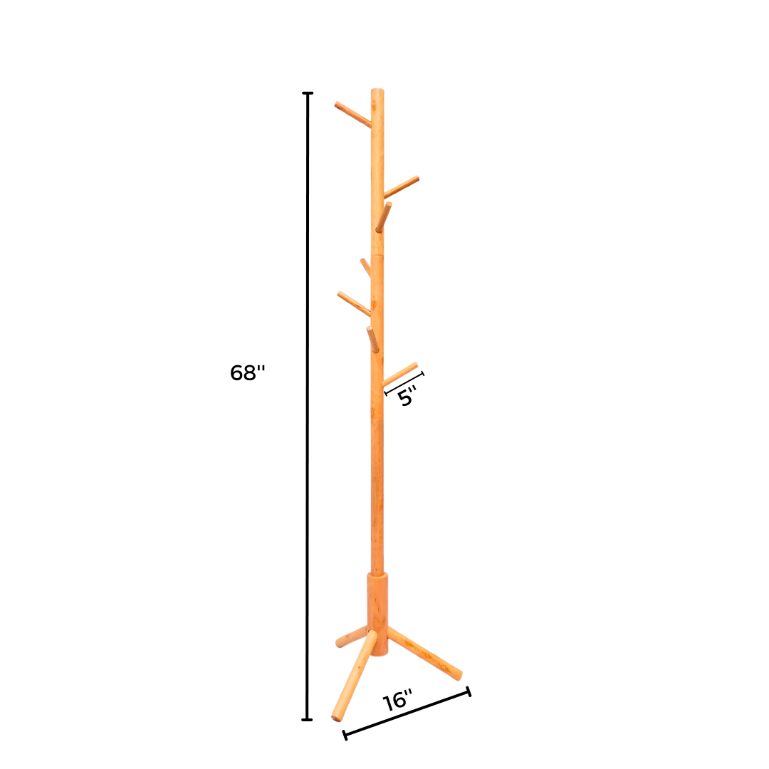 Wooden Coat Rack Stand with 8 Hooks (FT-S605) Cream Furnitex Limited