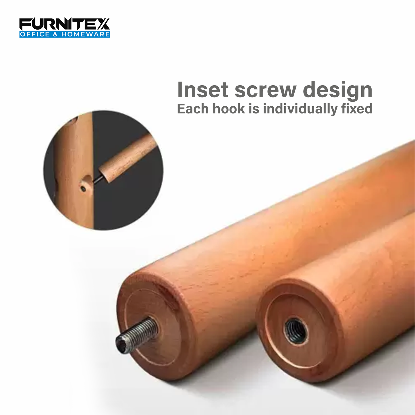 Wooden Coat Rack Stand with 8 Hooks (FT-S605) Cream Furnitex Limited