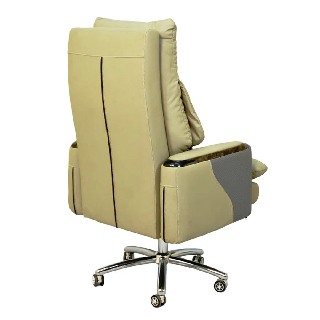 Executive Luxury Boss Chair with Footrest (FT-H0628) Light Cream