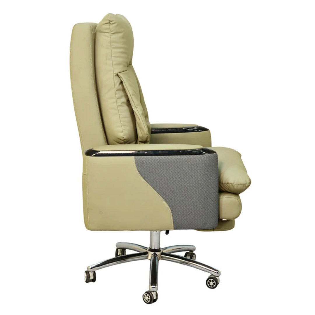 Executive Luxury Boss Chair with Footrest (FT-H0628) Light Cream