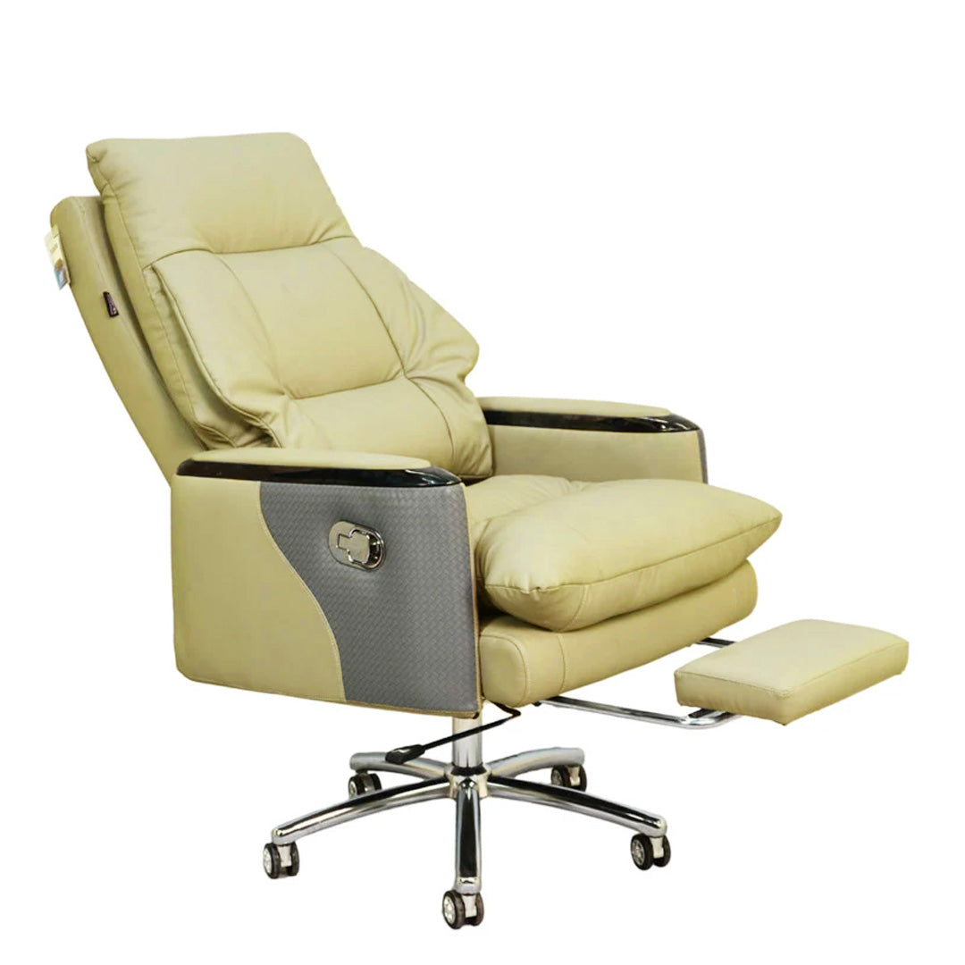 Executive Luxury Boss Chair with Footrest (FT-H0628) Light Cream