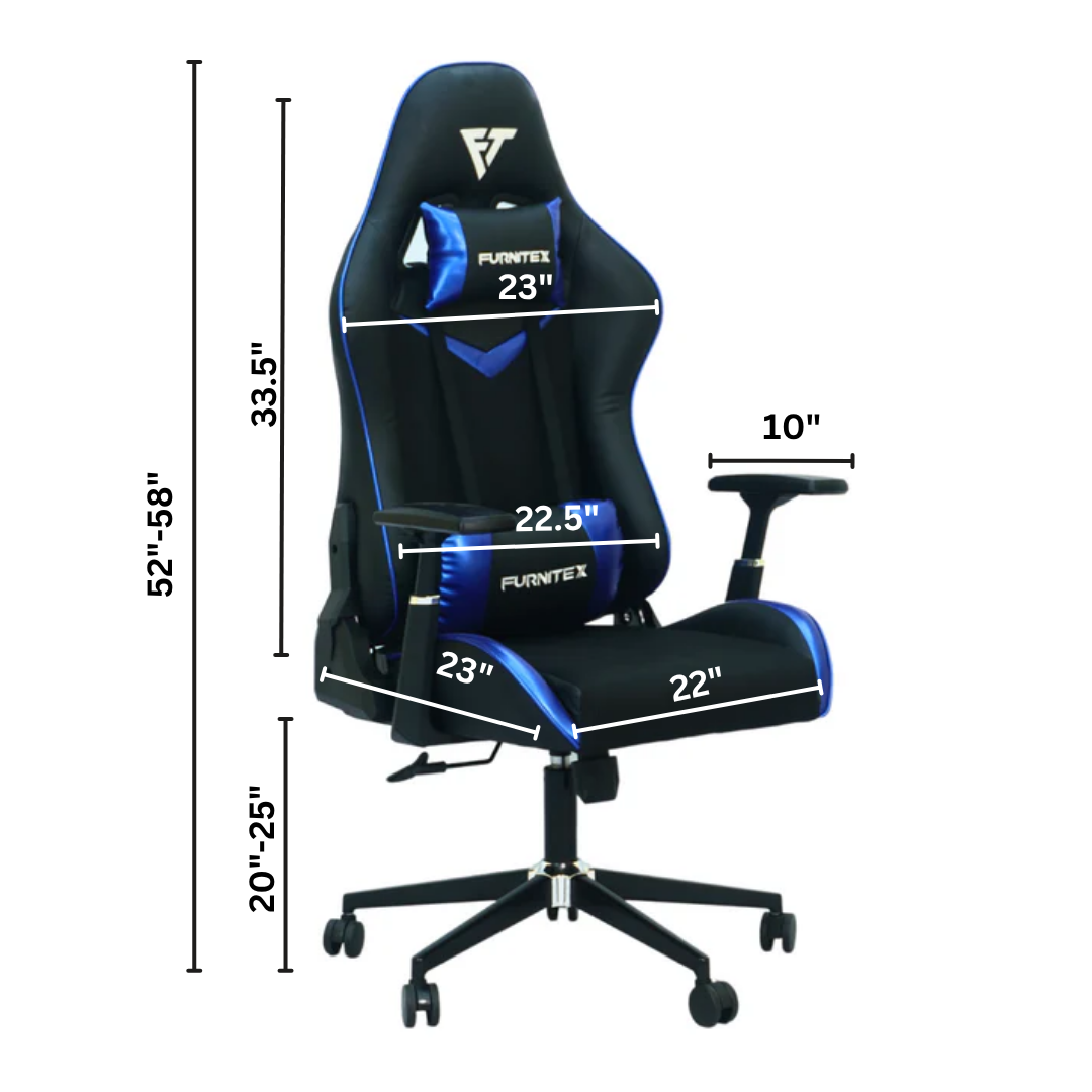 FURNITEX - Gaming Chair with 4D Armrest (FT-G2 ) Glossy Blue