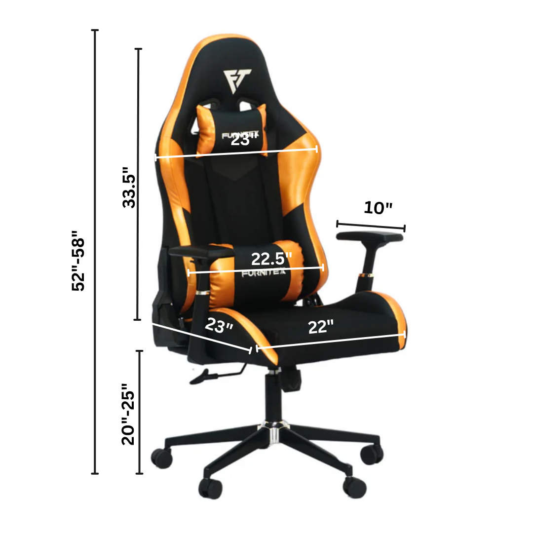 FURNITEX - Gaming Chair with 4D Armrest (FT-G1) Glossy Orange