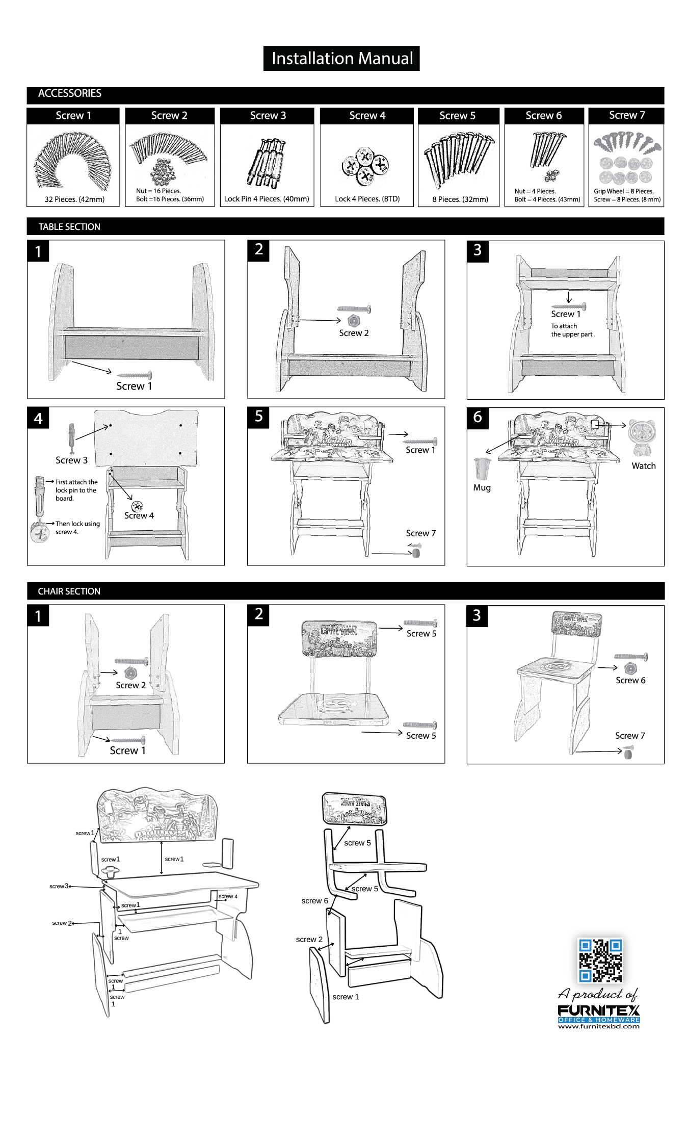 Baby Study Table And Chair (FT- BST06) - best office chair in bangladesh,  executive chair for office, childs table and chair set, Gaming Chair, Digital Safety Locker, Bar Stool, leather boss chair, Restaurant Chair, Large Antique Wall Mirror -Furnitex Limited