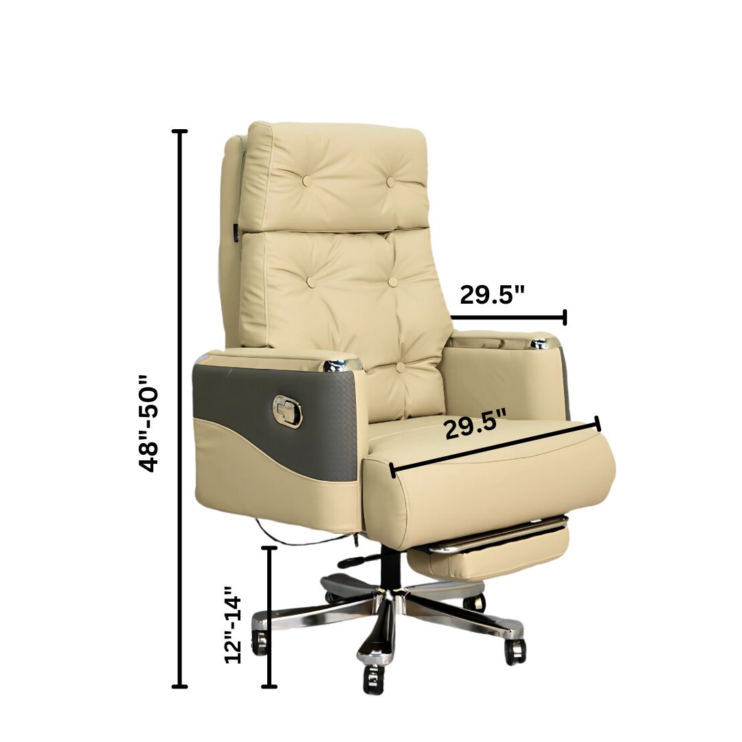 Executive Luxury Boss Chair with Footrest (FT-H0630) Light Cream