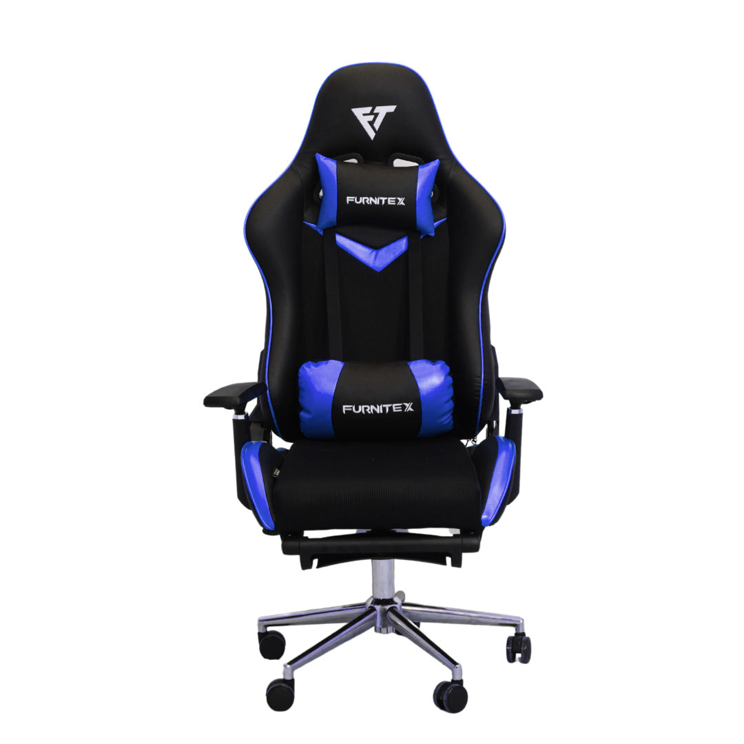 FURNITEX - Gaming Chair with 4D Armrest and Foot Rest (FT-G3 PRO ) Glossy Blue