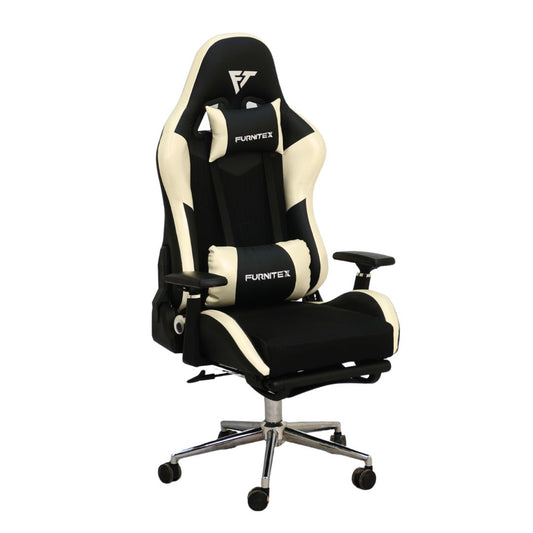 Gaming Chair with 4D Armrest and Foot Rest (FT-G1 Pro)Glossy Off White - best office chair in bangladesh,  executive chair for office, childs table and chair set, Gaming Chair, Digital Safety Locker, Bar Stool, leather boss chair, Restaurant Chair, Large Antique Wall Mirror -Furnitex Limited