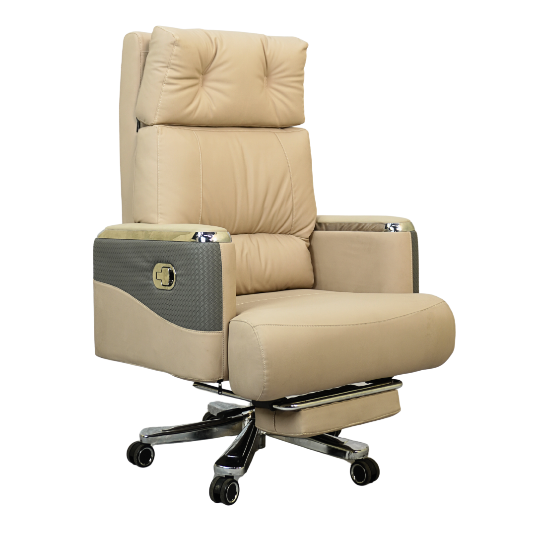 Executive Luxury Boss Chair with Footrest (FT-H0629) Light Cream