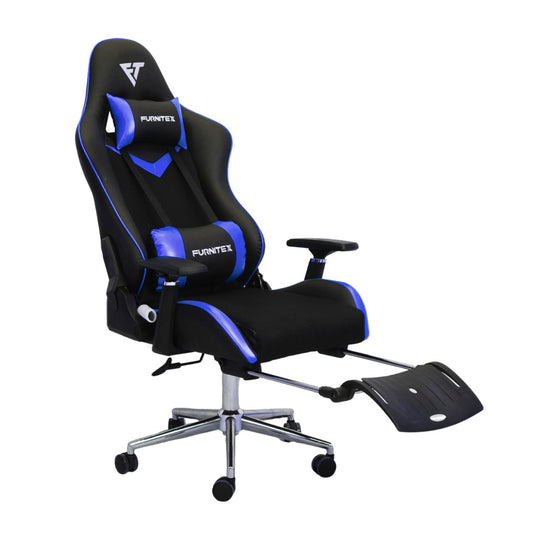 FURNITEX - Gaming Chair with 4D Armrest and Foot Rest (FT-G3 PRO ) Glossy Blue