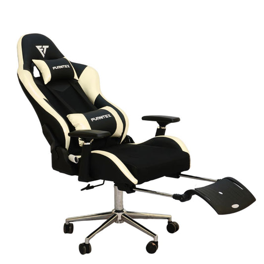 Gaming Chair with 4D Armrest and Foot Rest (FT-G1 Pro)Glossy Off White