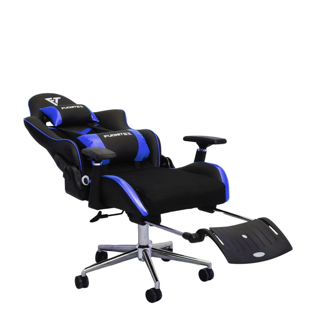 FURNITEX - Gaming Chair with 4D Armrest and Foot Rest (FT-G3 PRO ) Glossy Blue