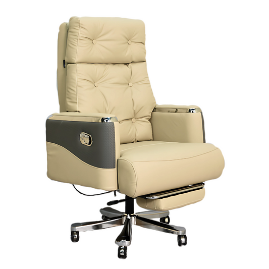 Executive Luxury Boss Chair with Footrest (FT-H0630) Light Cream Furnitex Limited