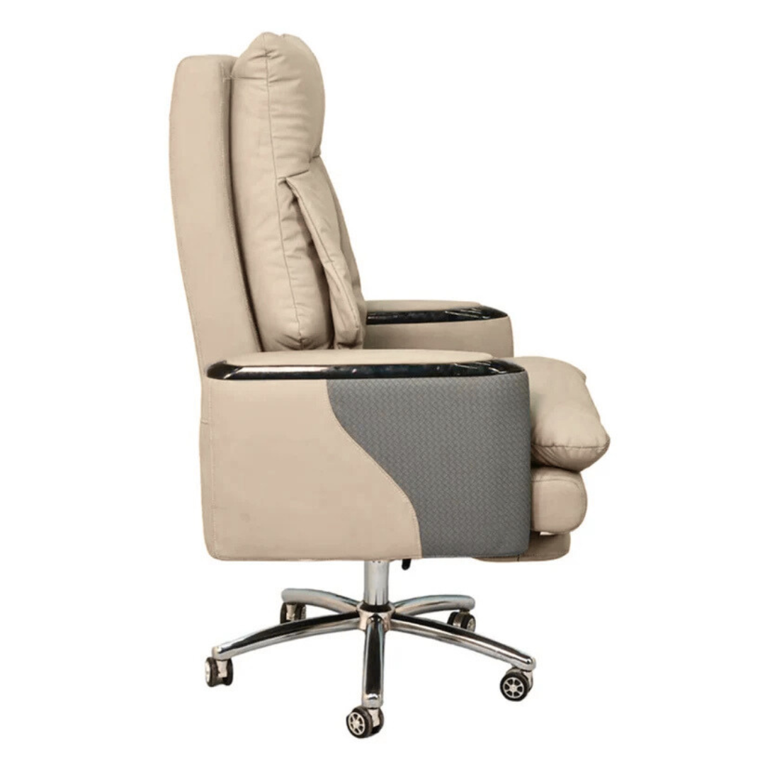 Executive Luxury Boss Chair with Footrest (FT-H0628) Light Cream