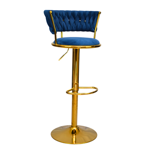 Gold Premium Velvet Bar stool (FT-BJ151) Blue Furnitex Limited