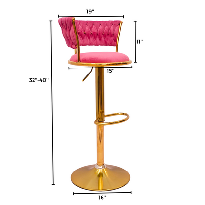 Gold Premium Velvet Bar stool (FT-BJ151 )Bubblegum pink - best office chair in bangladesh,  executive chair for office, childs table and chair set, Gaming Chair, Digital Safety Locker, Bar Stool, leather boss chair, Restaurant Chair, Large Antique Wall Mirror -Furnitex Limited