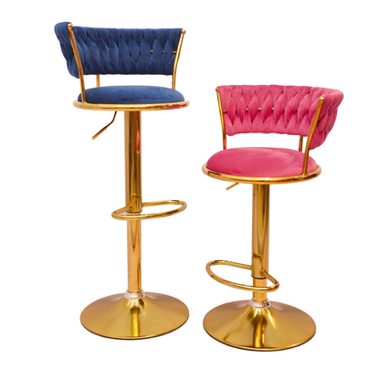 Gold Premium Velvet Bar stool (FT-BJ151 )Bubblegum pink - best office chair in bangladesh,  executive chair for office, childs table and chair set, Gaming Chair, Digital Safety Locker, Bar Stool, leather boss chair, Restaurant Chair, Large Antique Wall Mirror -Furnitex Limited