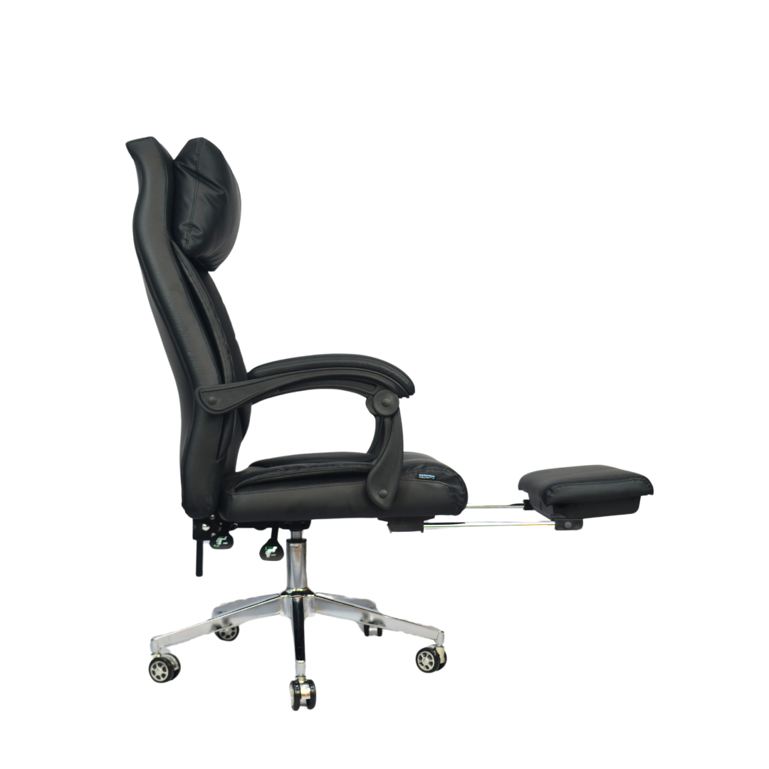 Revolving Office Chair with Footrest and Pillow (FT-HB859) Black Furnitex Limited