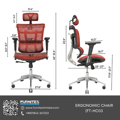 Complete Multifunction Chair (FT-HC03) Garnet Red - best office chair in bangladesh,  executive chair for office, childs table and chair set, Gaming Chair, Digital Safety Locker, Bar Stool, leather boss chair, Restaurant Chair, Large Antique Wall Mirror -Furnitex Limited