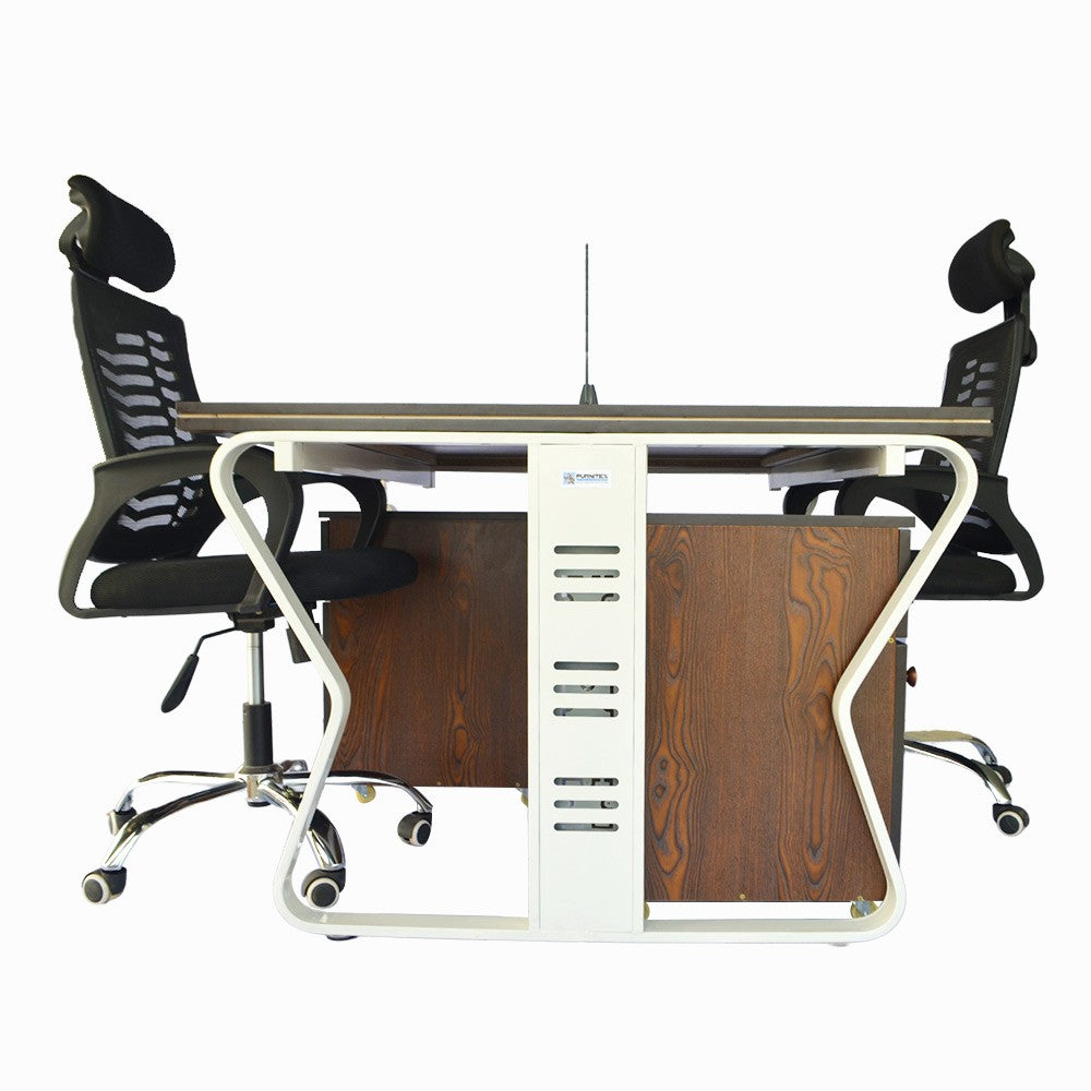 Workstation Office Table for 2 Person with Front Table(FT-001) White Furnitex Limited