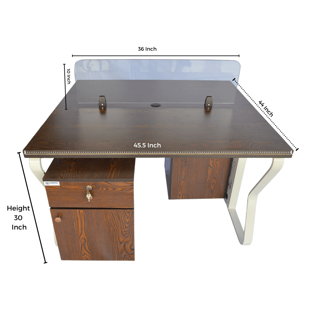 Workstation Office Table for 2 Person with Front Table(FT-001) White Furnitex Limited