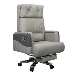 Executive Luxury Boss Chair with Footrest (FT-H0629) Gray - Boss Chair | Furnitex