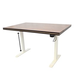 Electric Height-Adjustable Elevating Desk (FT-Y100) White Brown Top - Electric Height Adjustable Elevating Desk | Furnitex