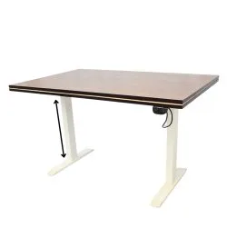 Electric Height-Adjustable Elevating Desk (FT-Y100) White Brown Top - Electric Height Adjustable Elevating Desk | Furnitex