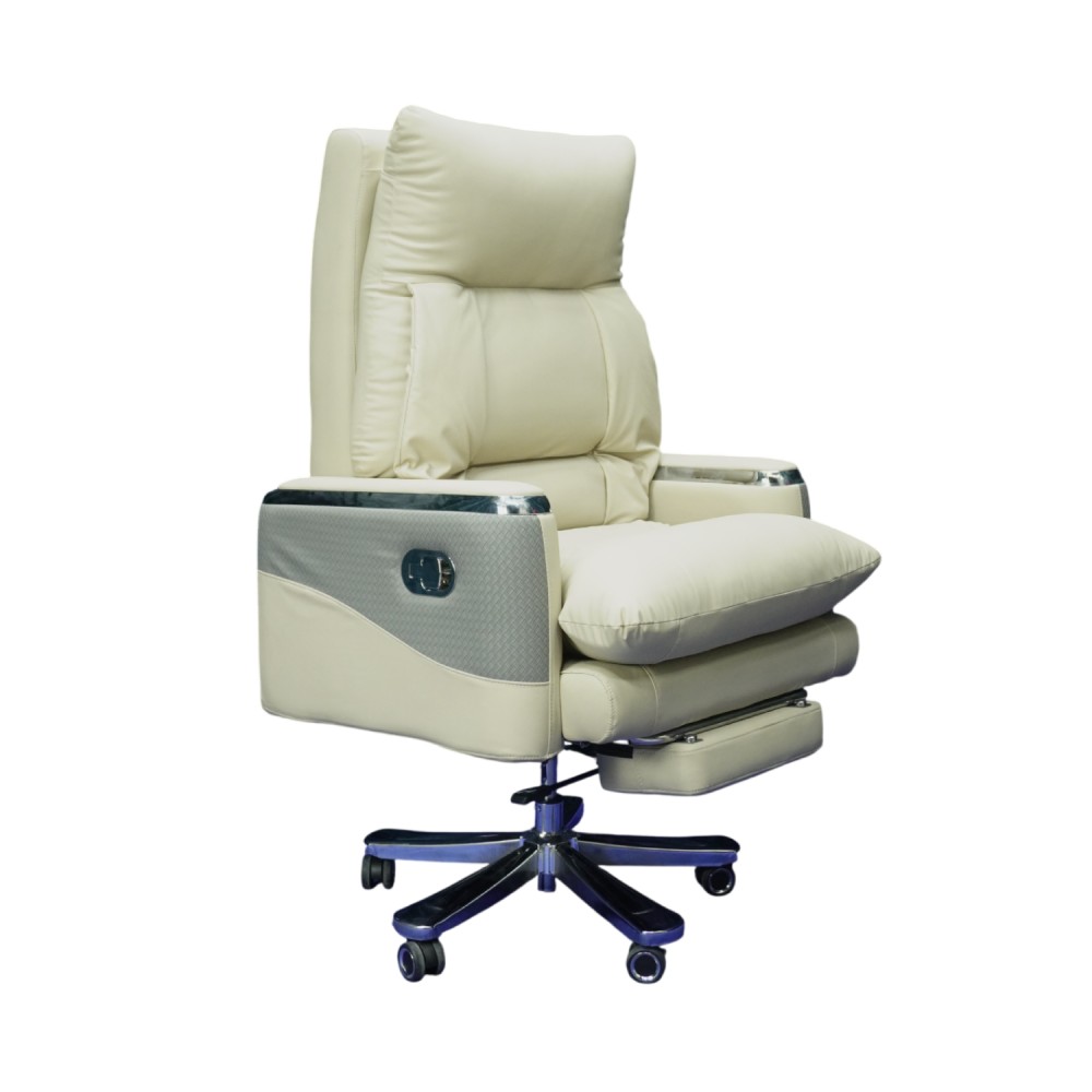 Executive Luxury Boss Chair with Footrest (FT-H0628) Light Cream