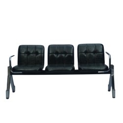3 Seater Visitor Waiting Chair with Cushioned Seat & Armrest (Black) ( FT - WC04 ) - Waiting Chair | Furnitex