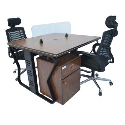 Workstation Office Table for 2 Person with Front Table(FT-003) Black - Office Table | Furnitex