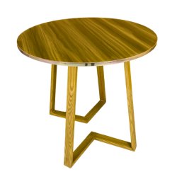 Modern Wooden Round Side Table with Geometric Base - Oven Rack | Furnitex