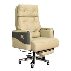 Executive Luxury Boss Chair with Footrest (FT-H0630) Light Cream - Boss Chair | Furnitex