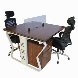 Workstation Office Table for 2 Person with Front Table(FT-001) White - Office Table | Furnitex