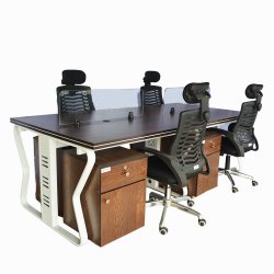 Workstation Office Table for 4 Person with Front Table(FT-002) - Office Table | Furnitex