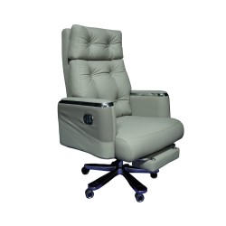 Executive Luxury Boss Chair with Footrest (FT-H0630) Light Gray - Boss Chair | Furnitex