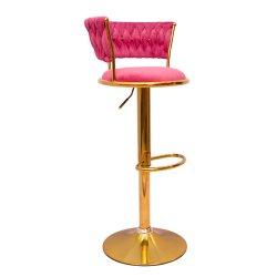 Gold Premium Velvet Bar stool (FT-BJ151 )Bubblegum pink - Bar Stools | Furnitex