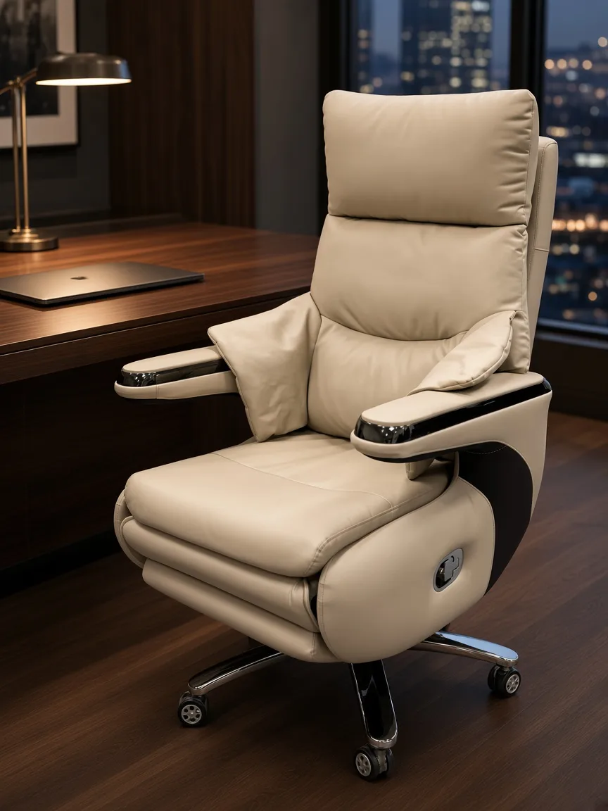 Wavex AR13 beige boss chair upright at a walnut executive desk
