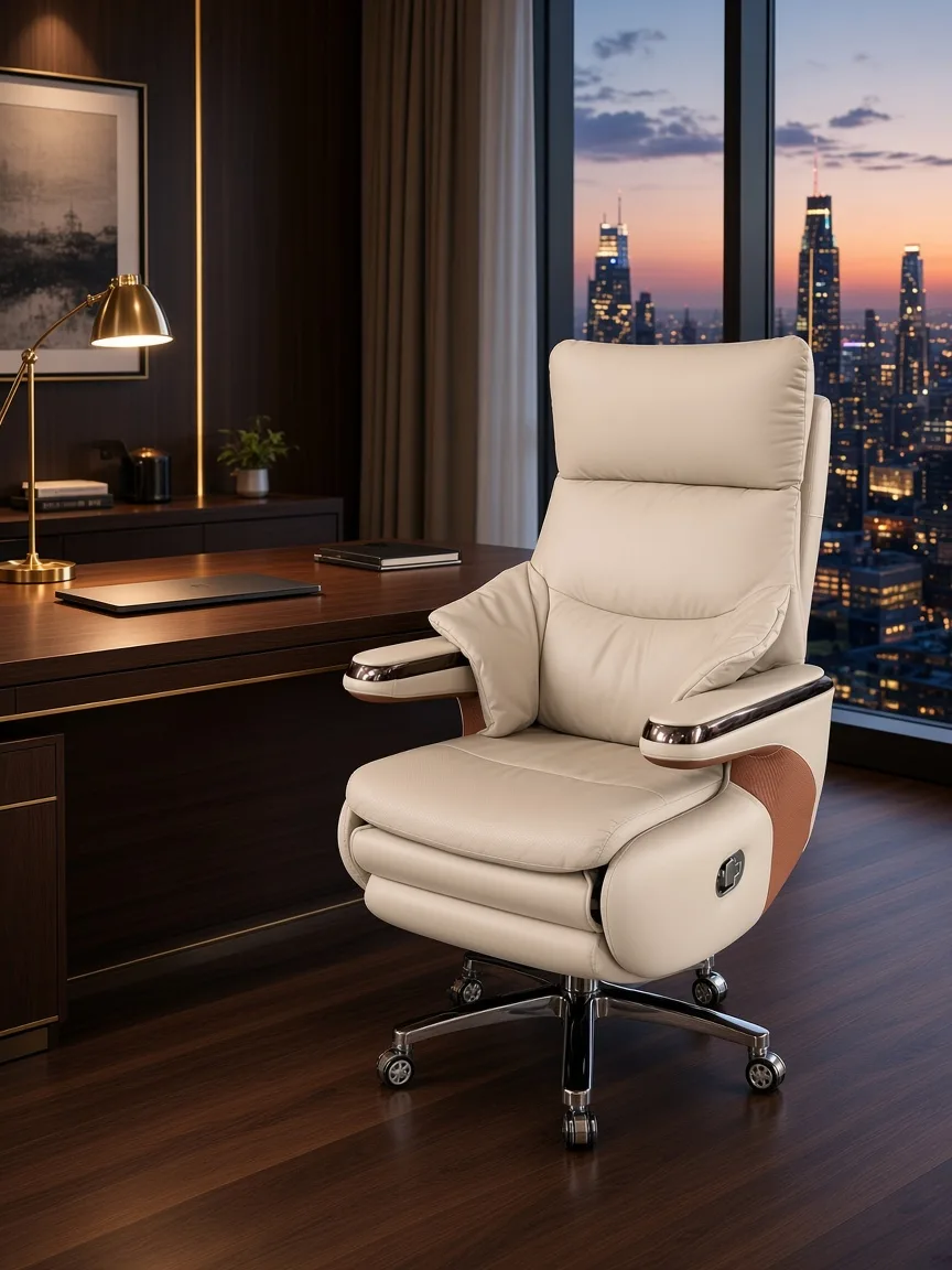 Wavex AR13 light gray boss chair upright at a walnut executive desk