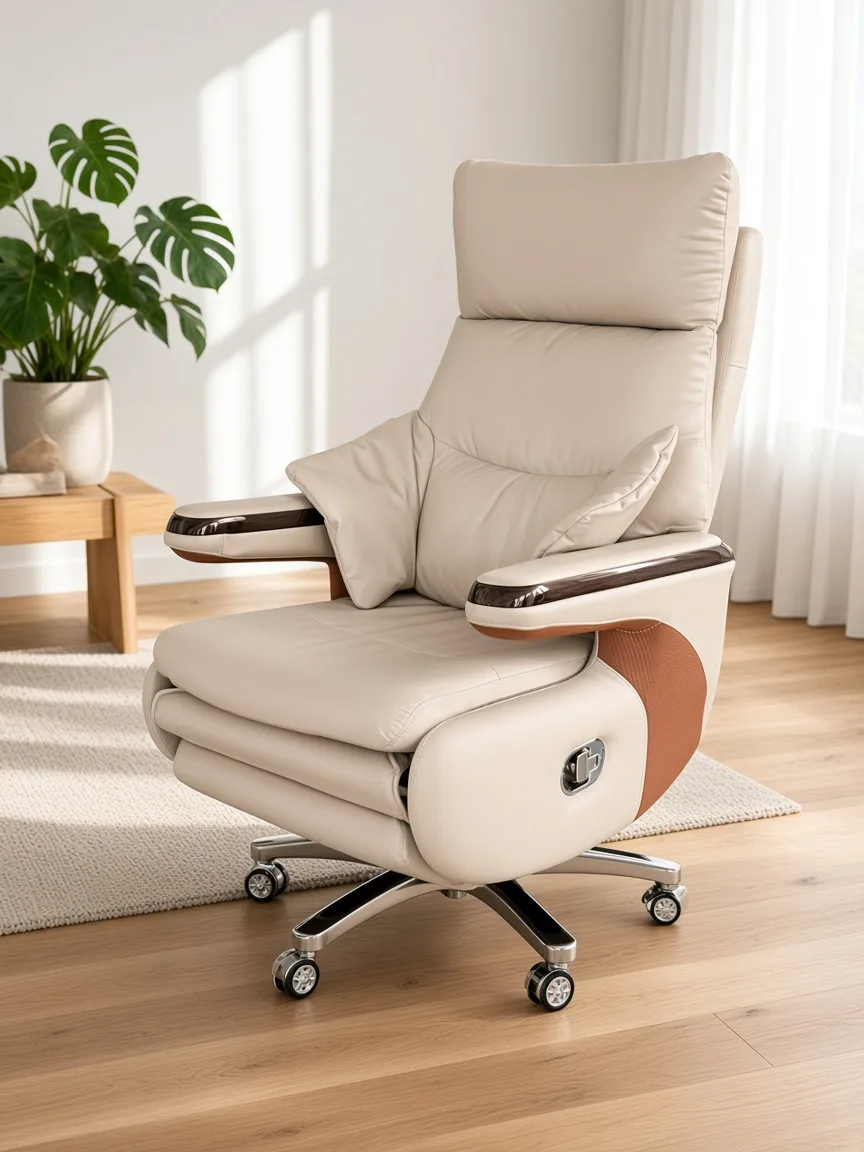 Wavex AR13 light gray office massage chair reclined with footrest