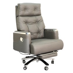 Executive Luxury Boss Chair with Footrest (FT-H0630) Gray - Boss Chair | Furnitex